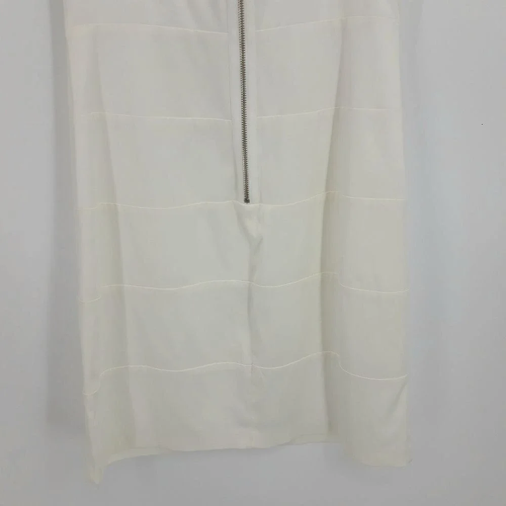 Vtg 90s LWD Satin Dress Sz 10 White Exposed‎ Zipper Bachelorette Bridal Shower